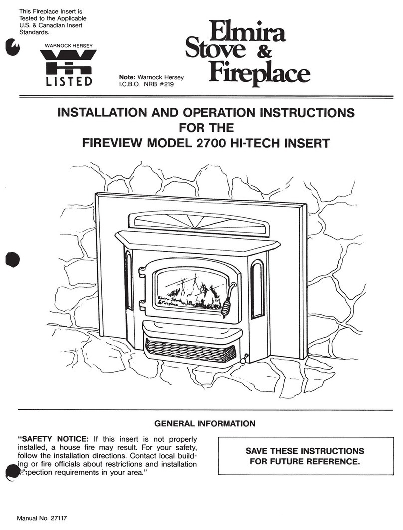 Elmira Stove Works Fireview 2700 Installation and operation instructions