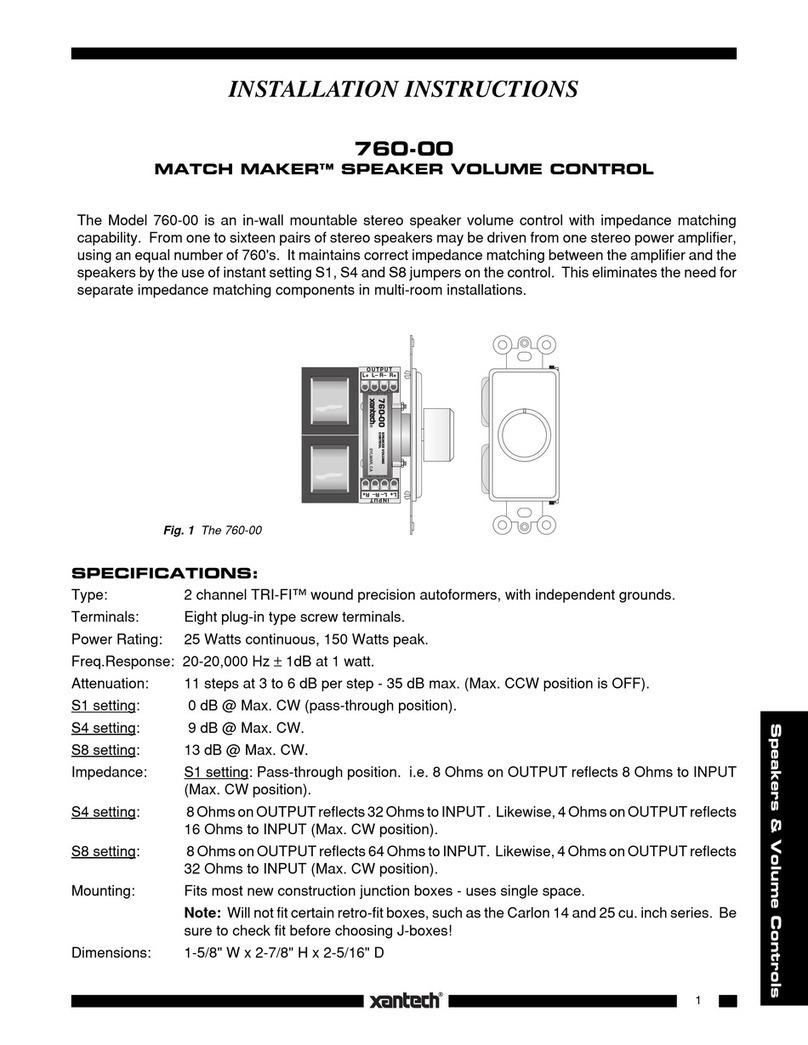 Xantech MATCH MAKER 760-00 User manual Xantech MATCH MAKER 760-00 User manual