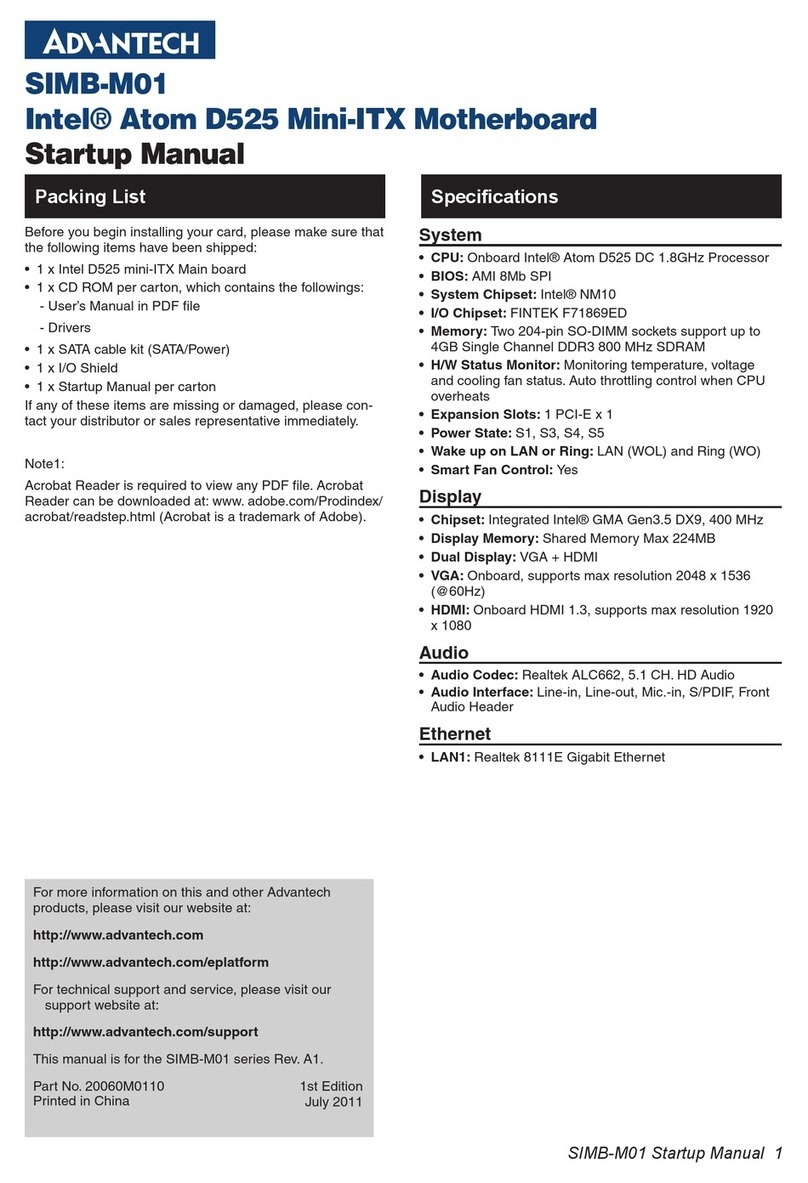 Advantech SIMB-M01 Installation and operation manual