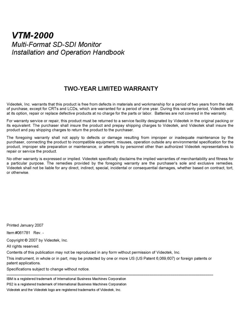 Videotek VTM-2000 Owner's manual
