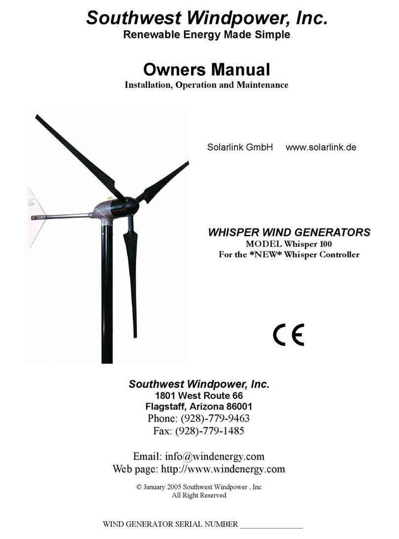 Southwest Windpower Whisper 100 owner's manual