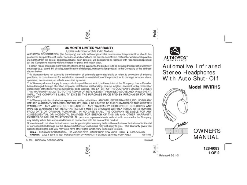 Audiovox MVIRHS owner's manual