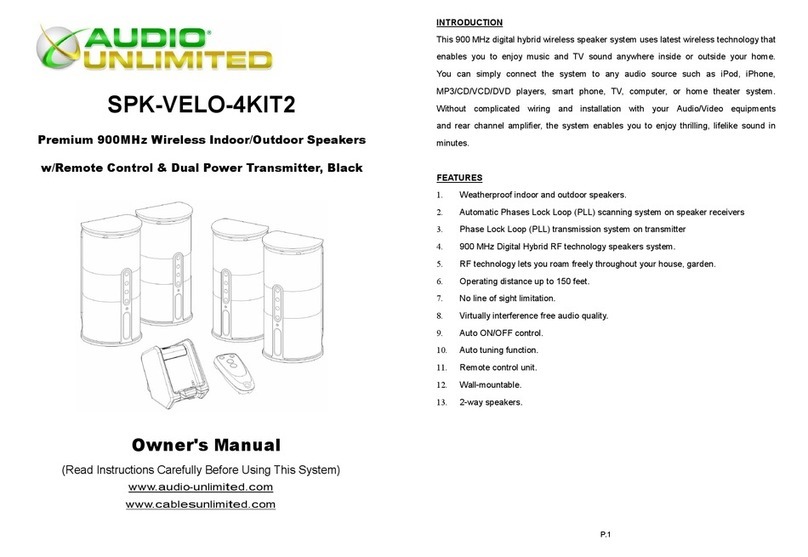 Audio Unlimited SPK-VELO-4KIT2 User manual