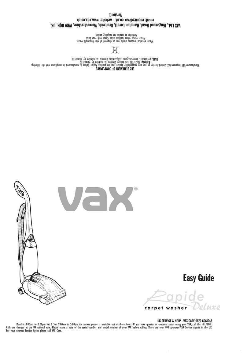 Vax Rapide Delux Product information sheet Vax Rapide Delux Product information sheet
