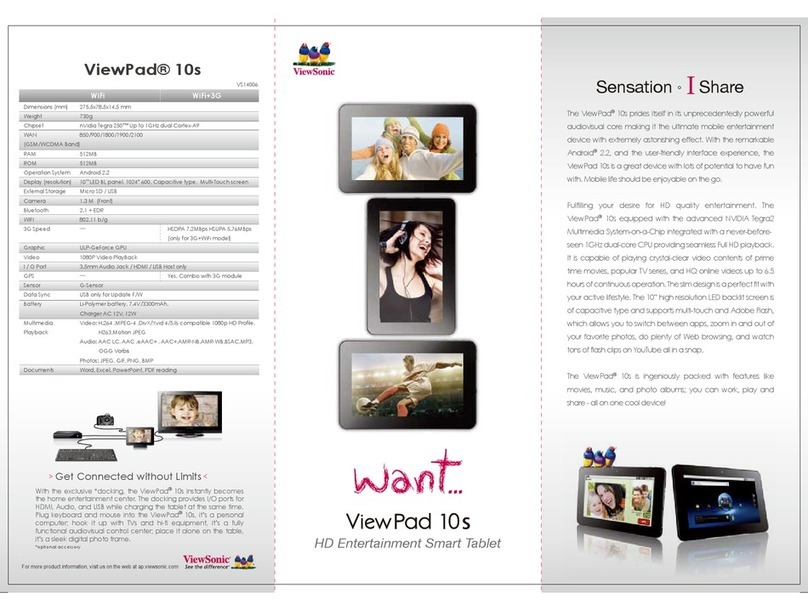 ViewSonic ViewPad 10s Specification sheet