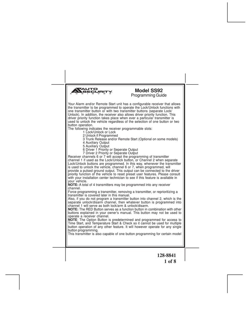 Audiovox Auto Security SS92 Operating instructions Audiovox Auto Security SS92 Operating instructions