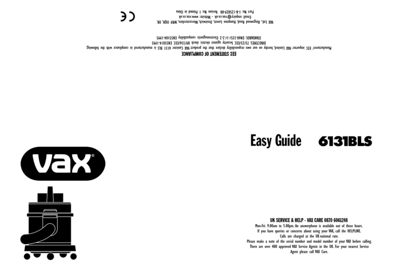 Vax Bagged Cylinder User manual