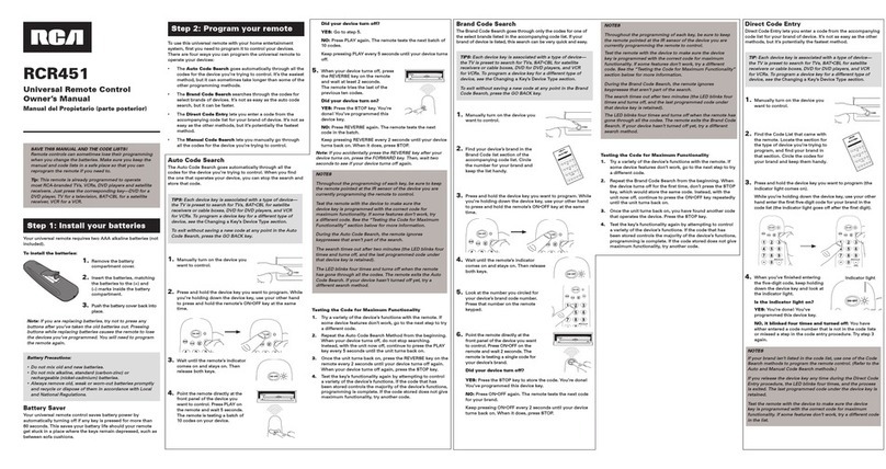 RCA RCR451 User manual