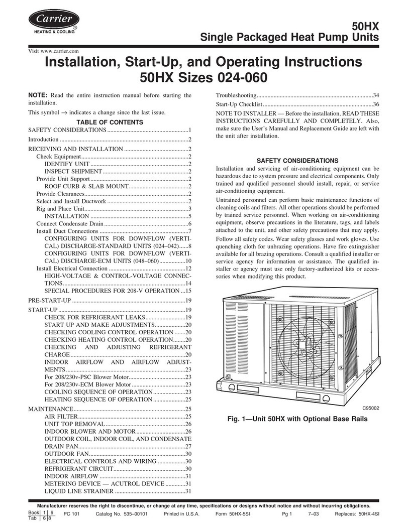 Carrier 50HX Guide Installation, start-up, and operating instructions