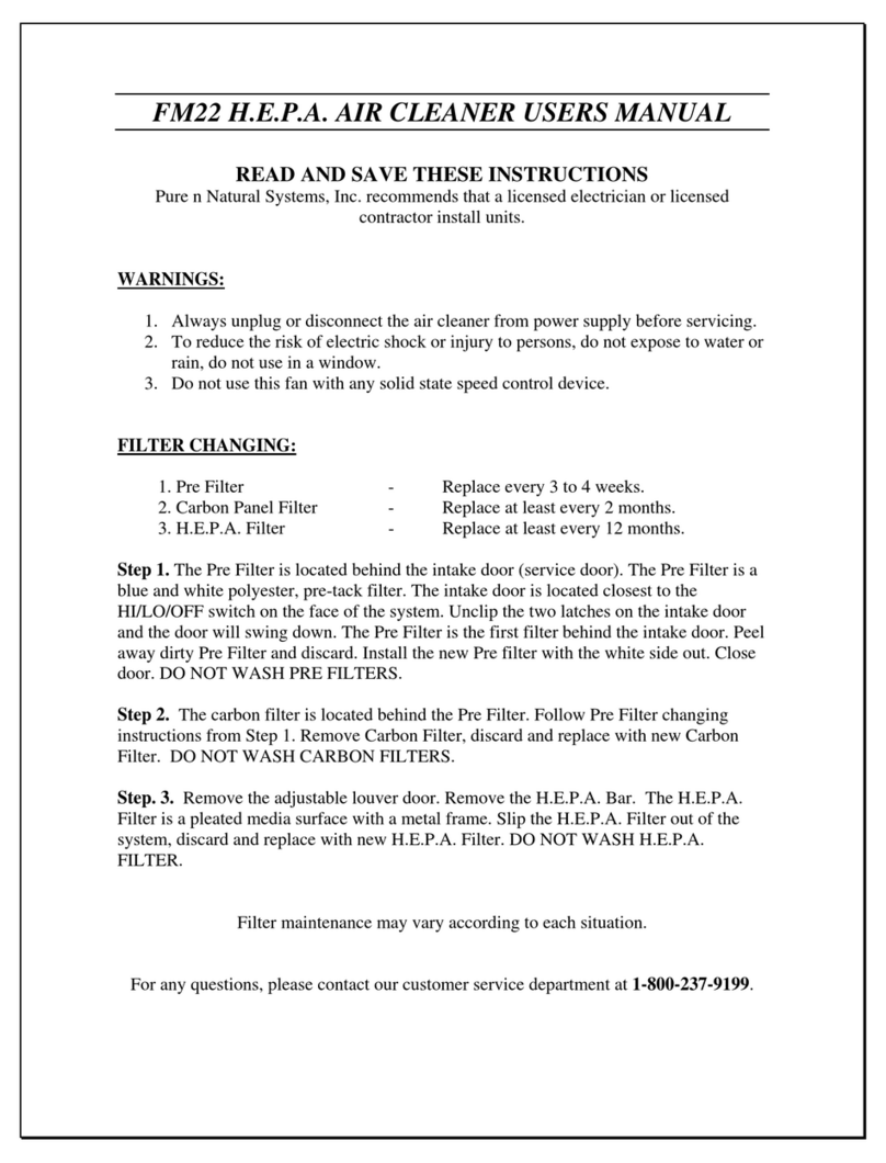 Pure n Natural Systems FM22 H.E.P.A. user manual