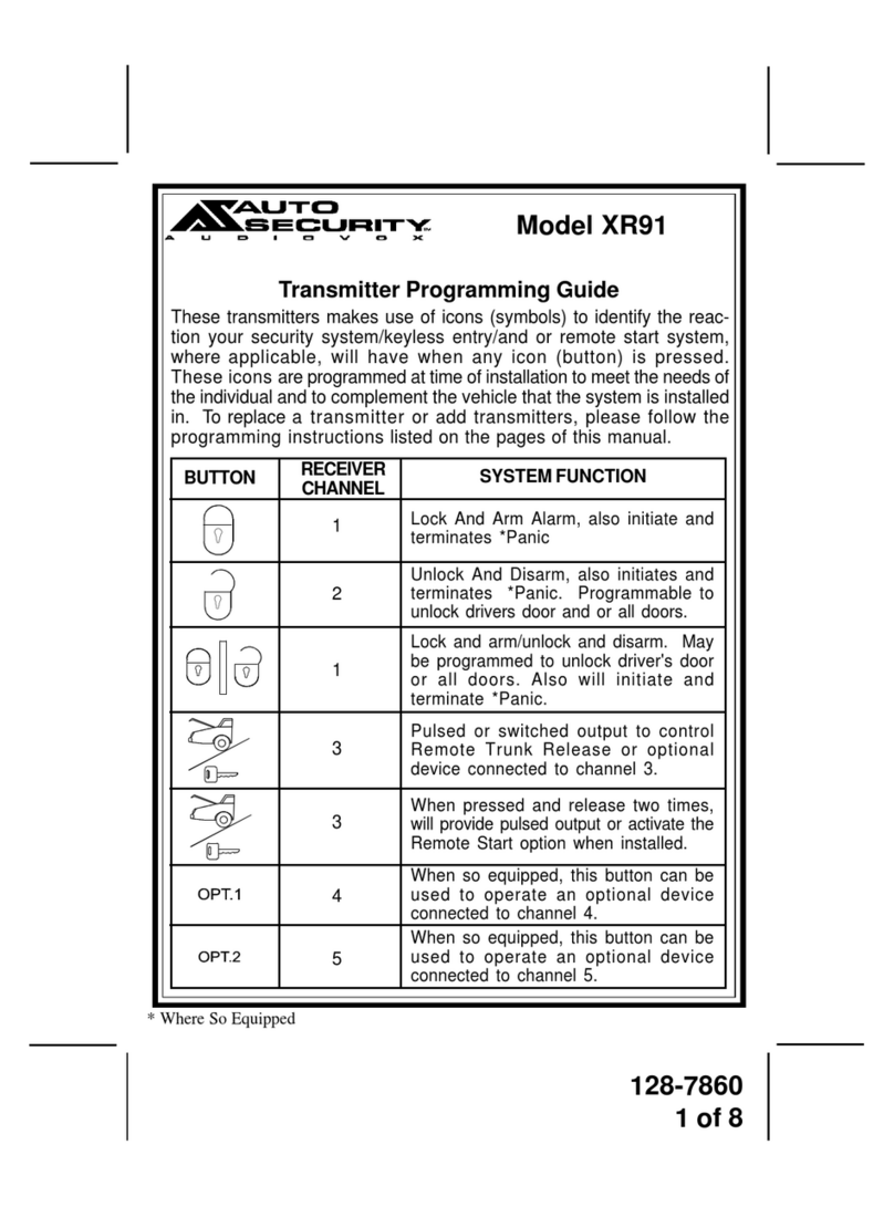 Audiovox Auto Security XR91 Operating instructions