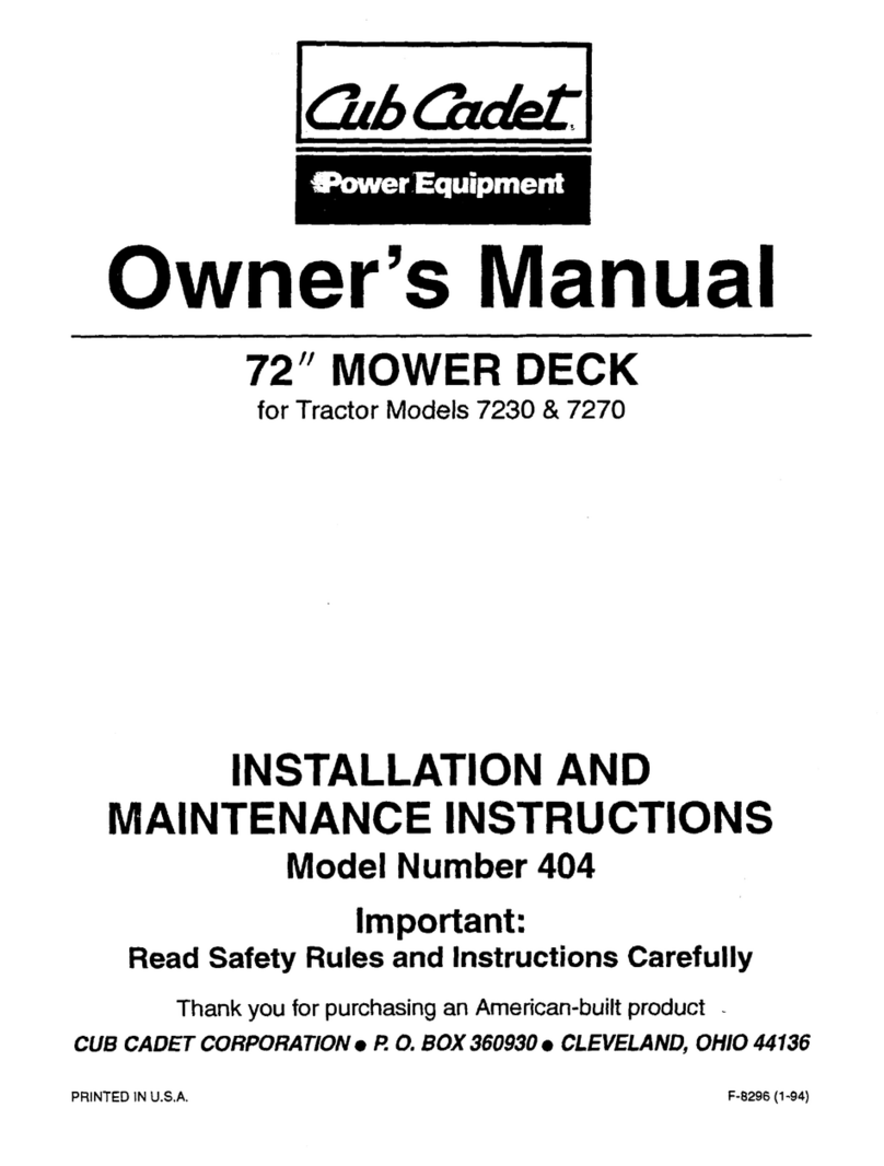 Cub Cadet 72'' mower deck User manual