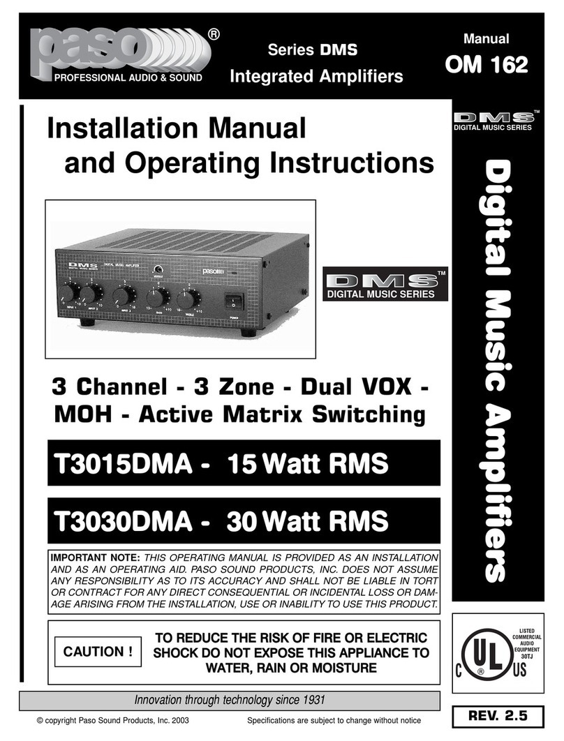 Paso T3015DMA Installation manual and operating instructions