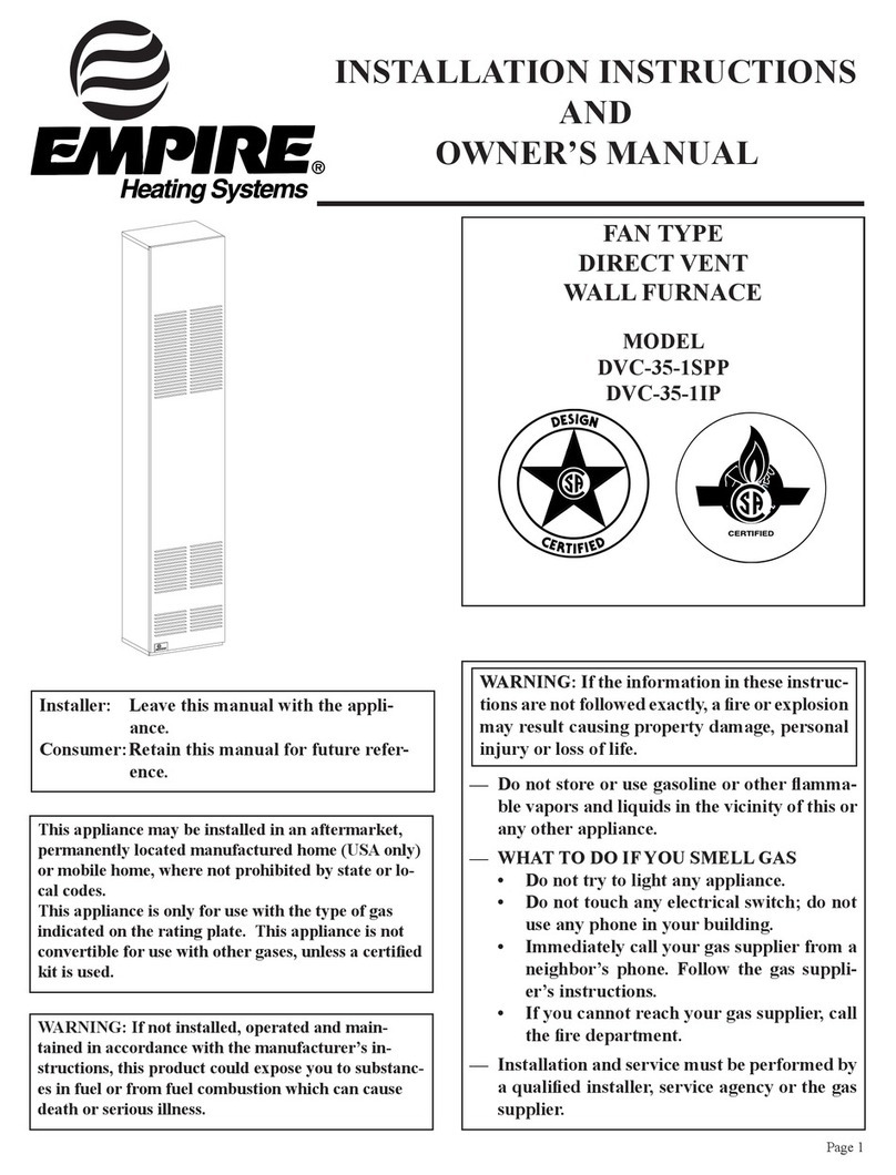 Empire Heating Systems DVC-35-1SPP Quick start guide