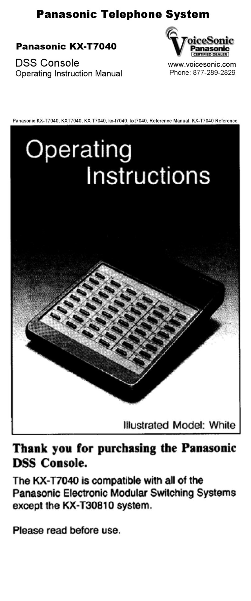 Panasonic KX-T7040 Instruction Manual