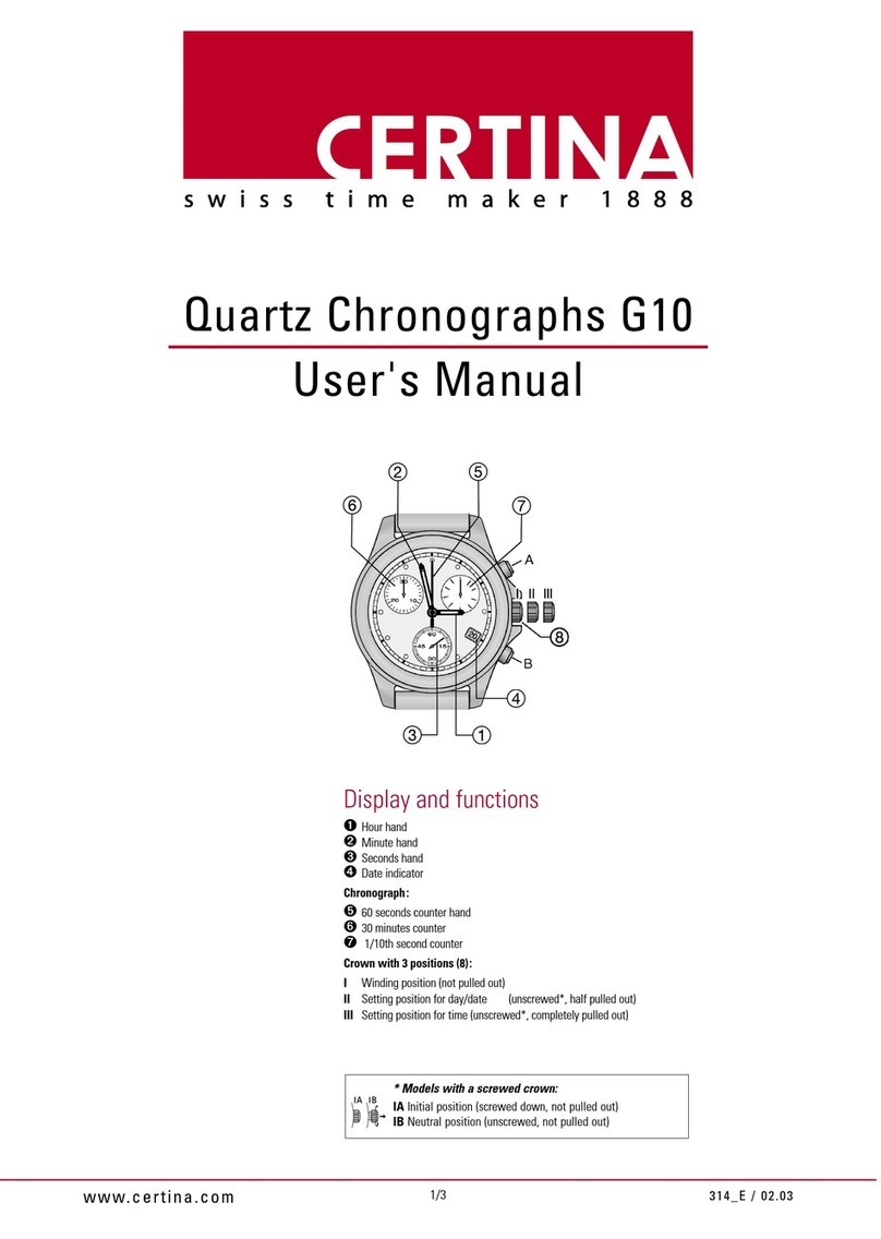 Certina Quartz Chronographs G10 User manual