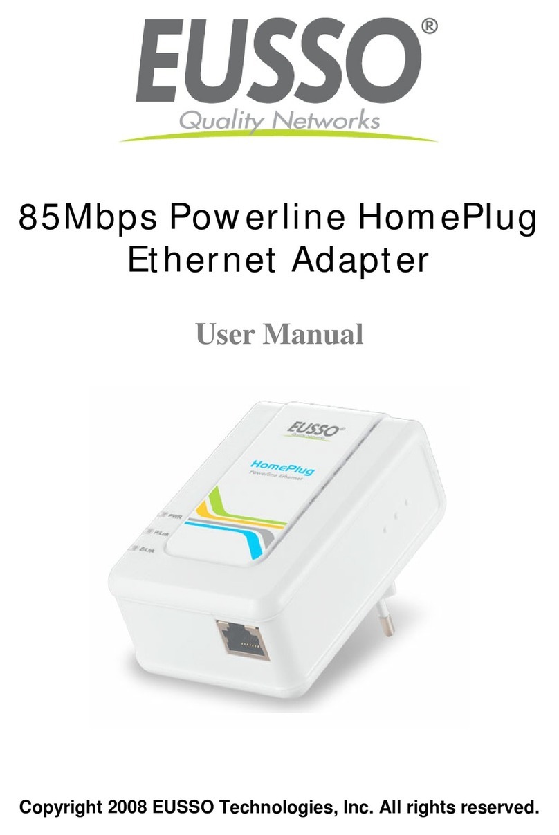 Eusso 85Mbps Powerline HomePlug Ethernet Adapter User manual