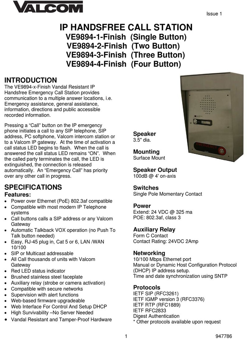 Valcom VE9894-1-Finish User manual