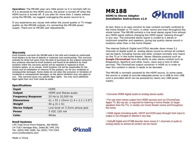 Knoll MR188 installation instructions