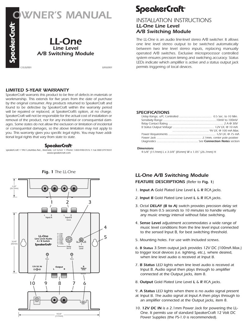 SpeakerCraft LL-One owner's manual