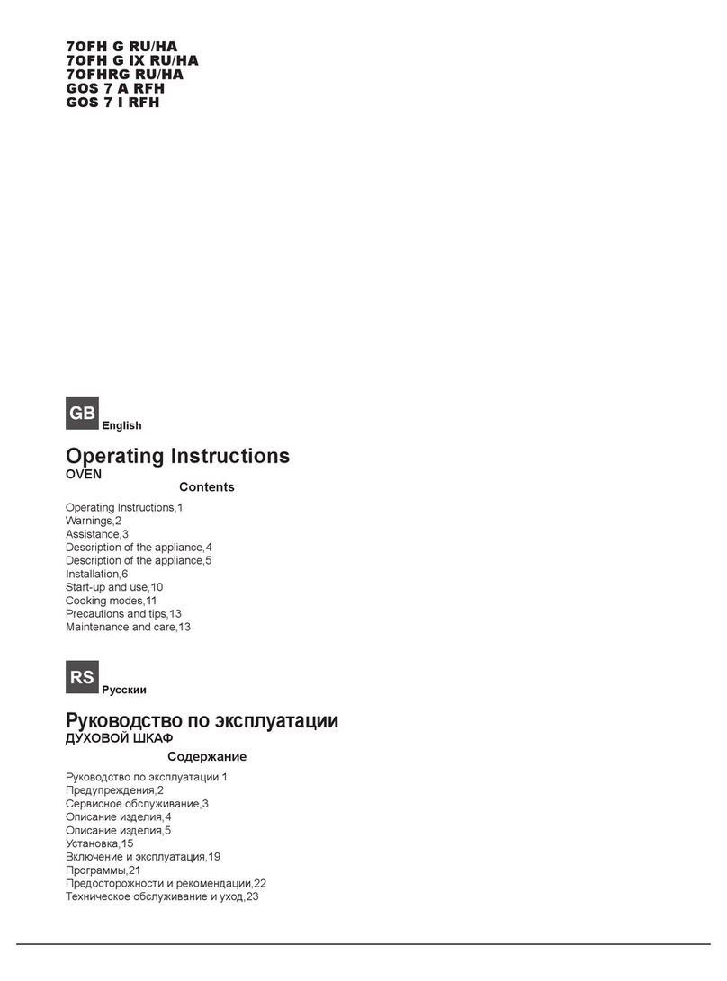 Hotpoint Ariston GOS 7 A RFH operating instructions