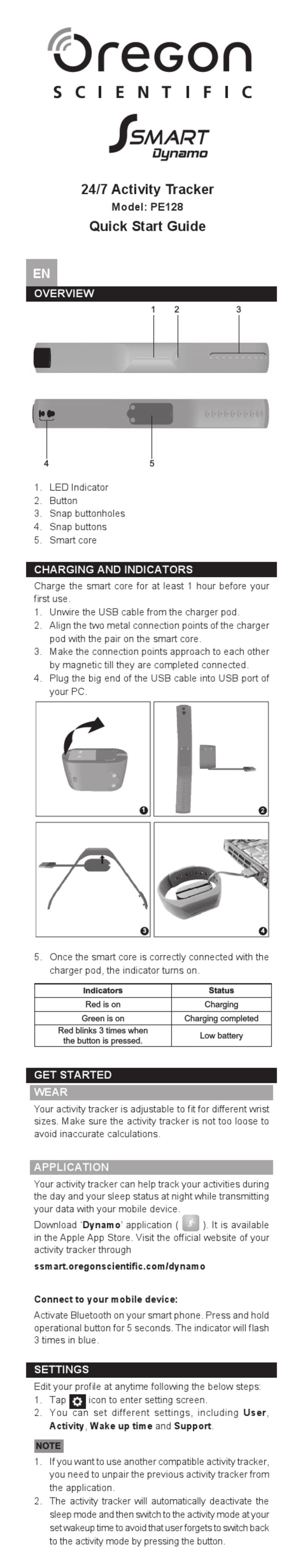 Oregon Scientific PE128 quick start guide