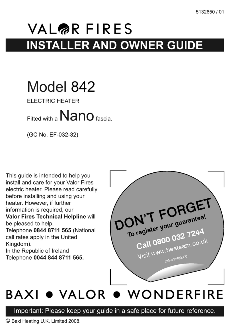 Valor Fires 842 Installer and owner guide