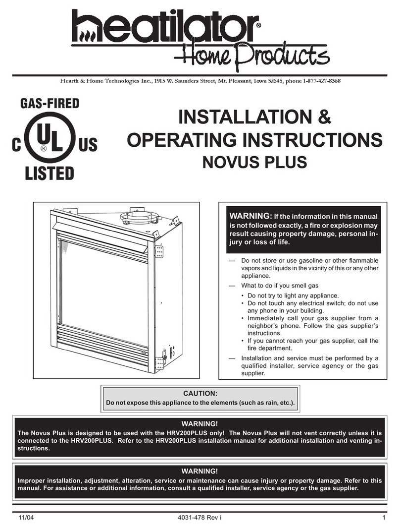 Heatilator Novus Plus Installation & operating instructions