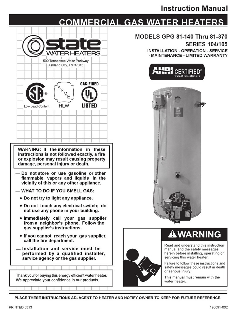 State Water Heaters GPG 81-270 instruction manual