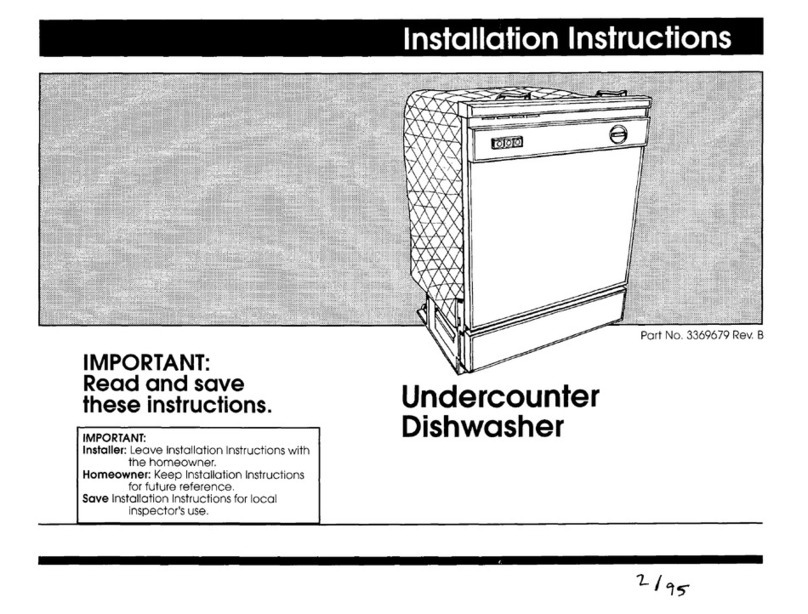 Whirlpool Undercounter Dishwasher Installation instruction