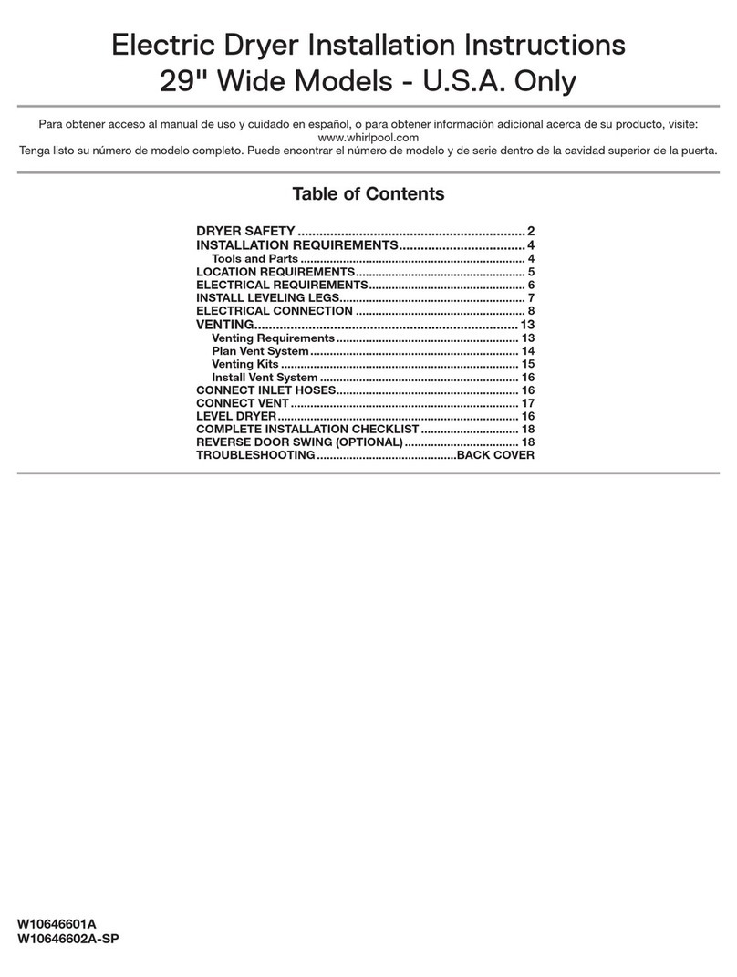 Whirlpool 29" Wide Models User manual