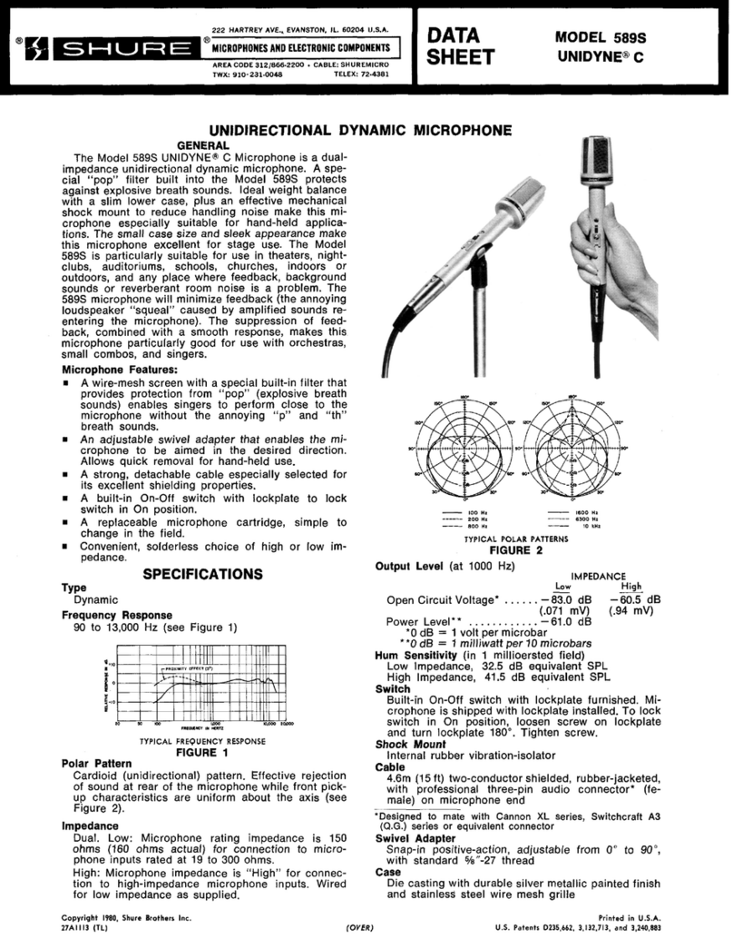 Shure 589C User manual