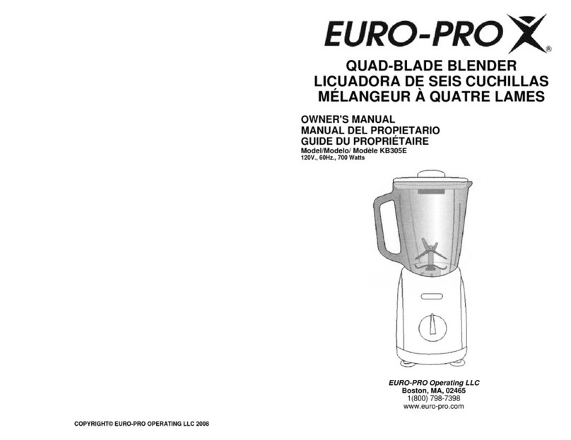 EUROPRO QUAD-BLADE BLENDER KB305E owner's manual