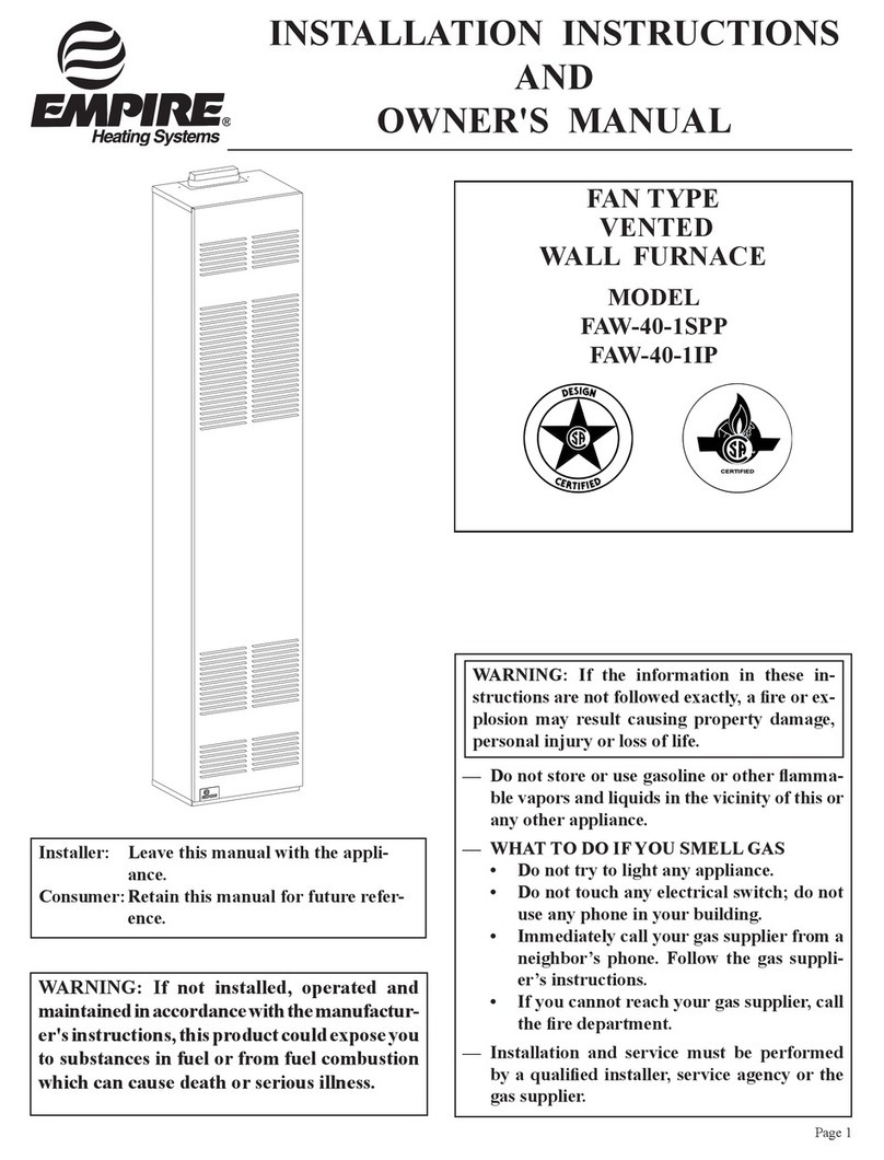 Empire Heating Systems FAW-40-1SPP Quick start guide