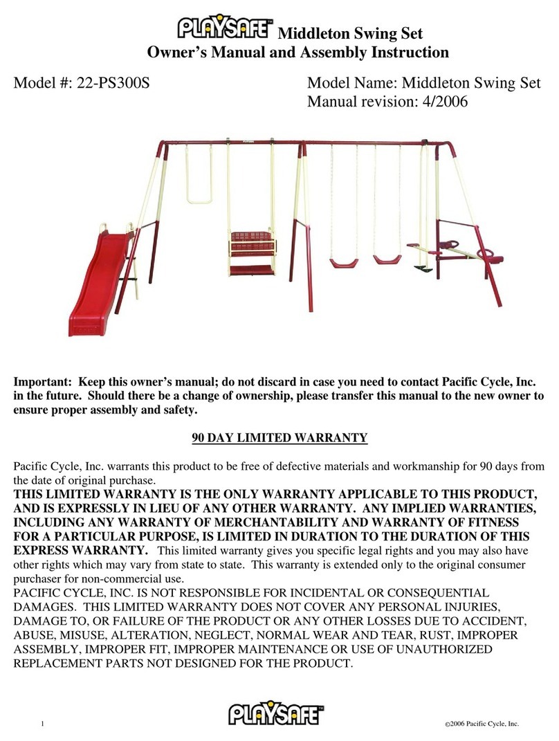 PlaySafe Middleton Swing Set Owner's manual and assembly instruction