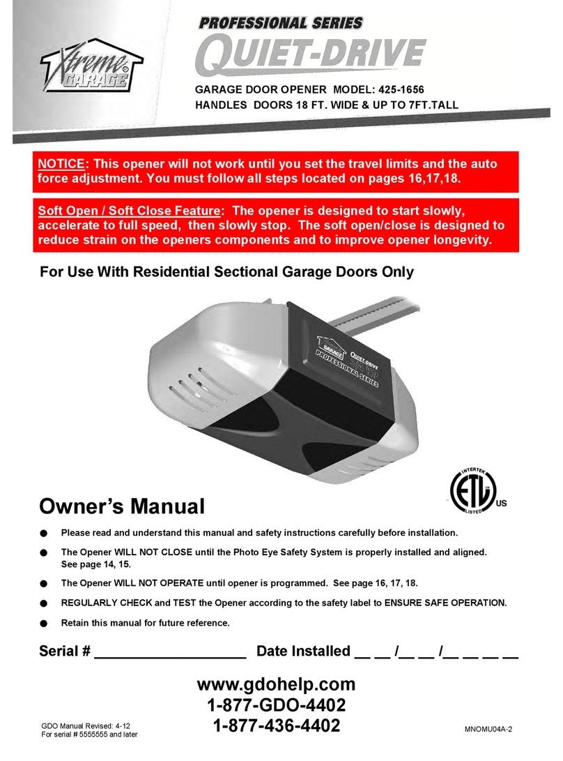 Xtreme Garage Quiet-Drive 425-1656 owner's manual Xtreme Garage Quiet-Drive 425-1656 owner's manual