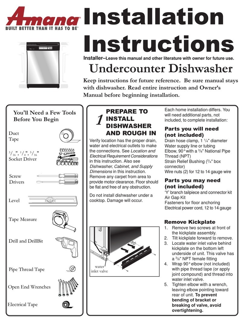 Amana Undercounter dishwasher User manual