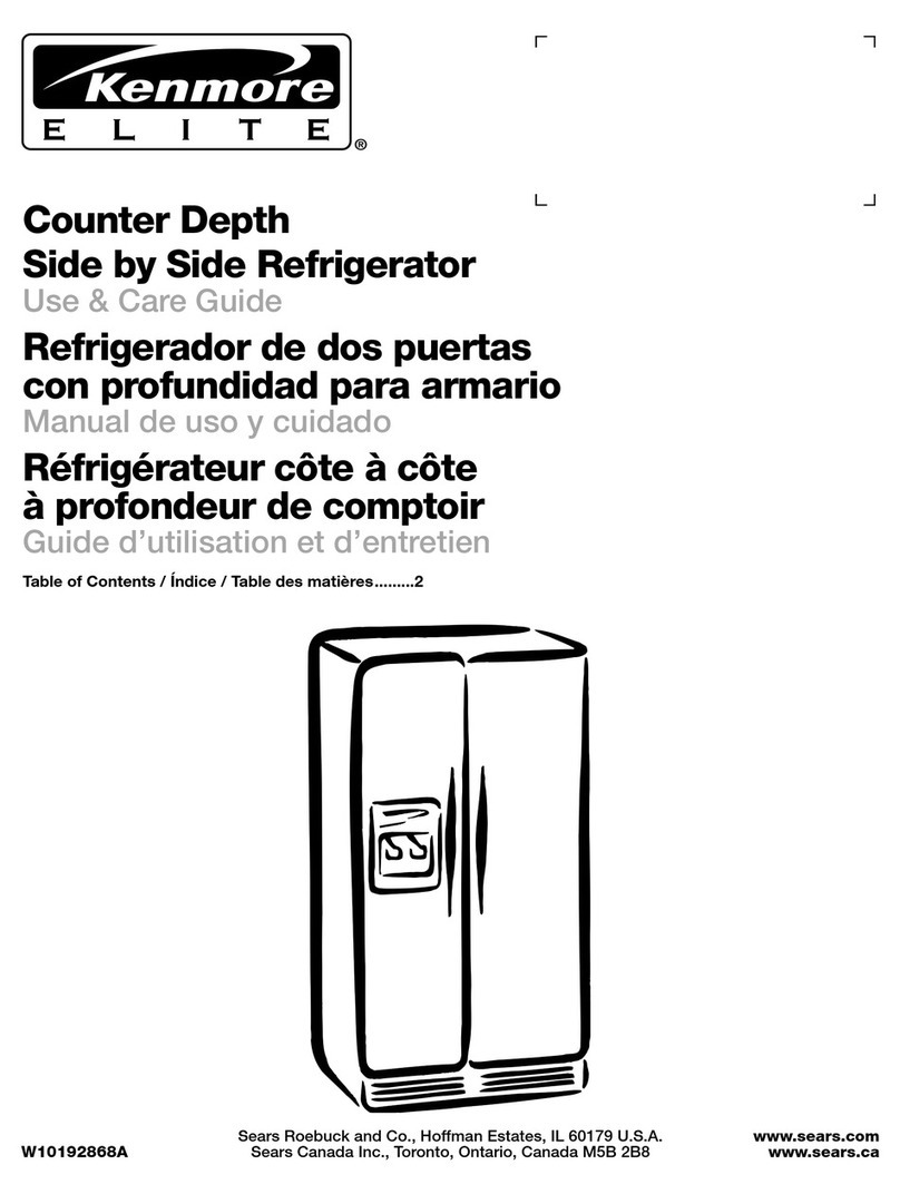 Kenmore Counter Depth Side by Side Refrigerator Use & care guide