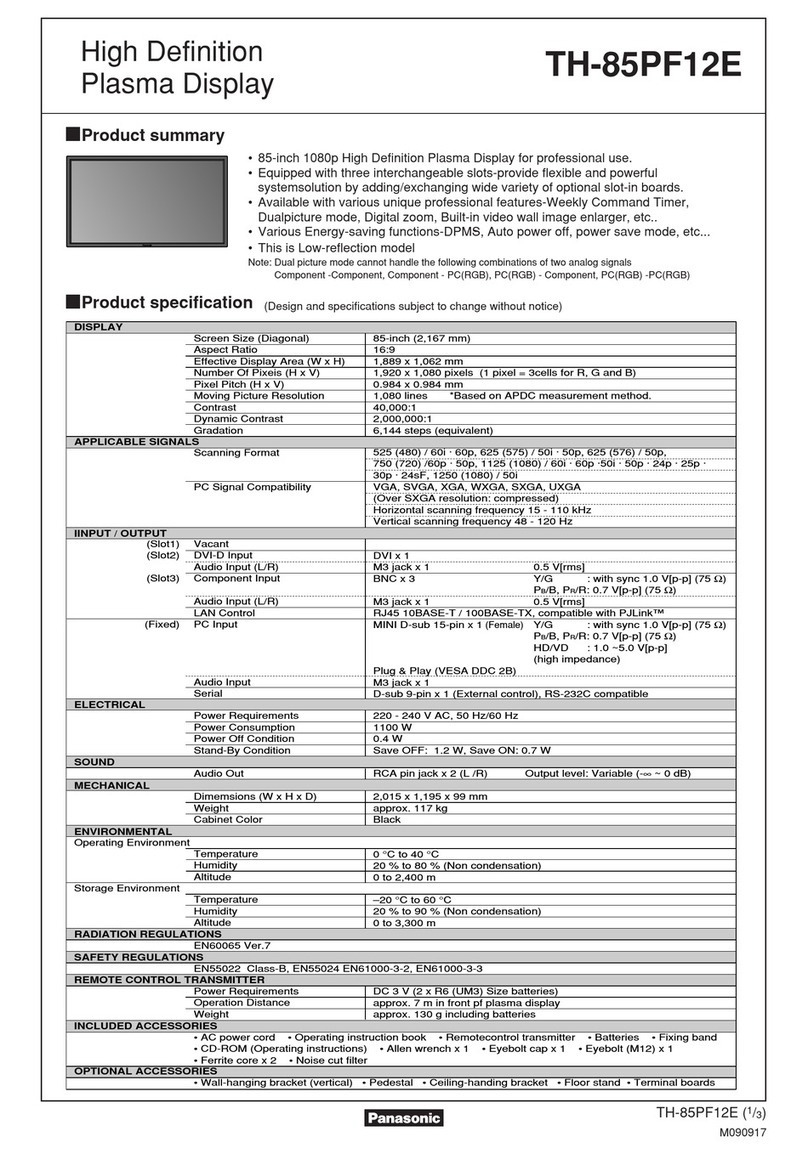 Panasonic TH-85PF12E User manual Panasonic TH-85PF12E User manual