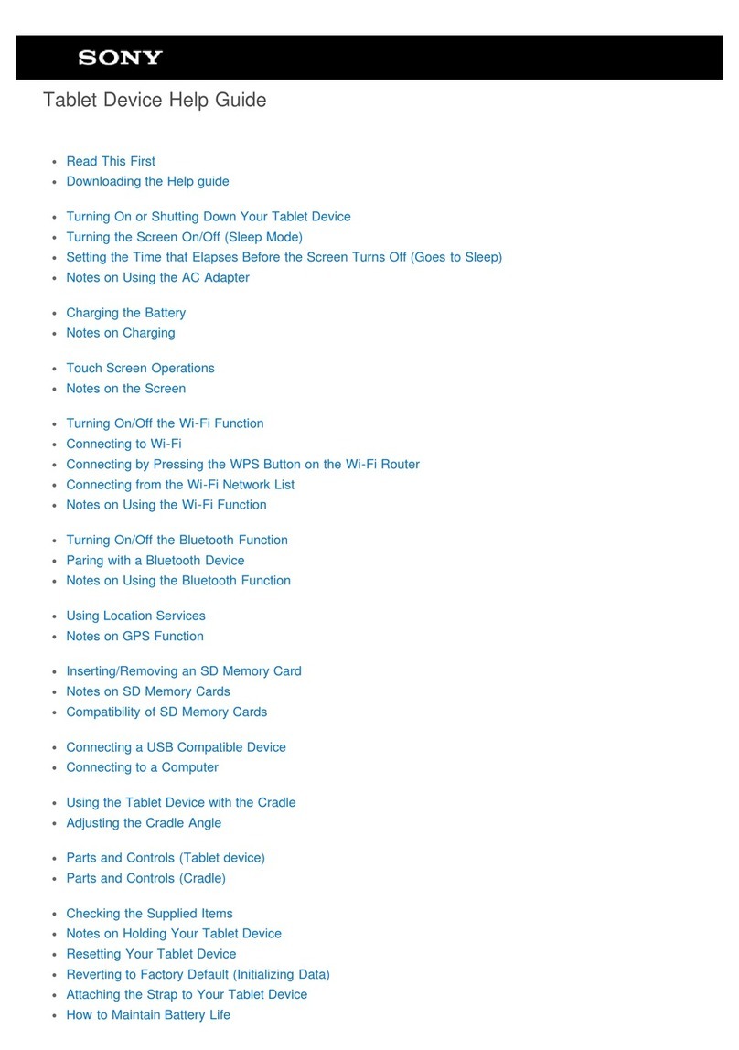 Sony Tablet device Reference guide Sony Tablet device Reference guide