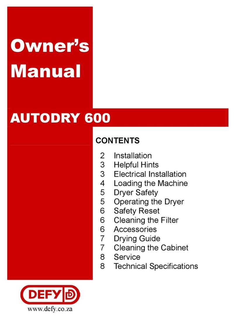Defy AUTODRY 600 owner's manual