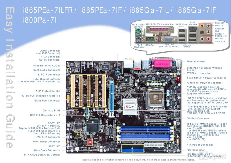 AOpen i865PEa-7ILFR Easy installation guide AOpen i865PEa-7ILFR Easy installation guide