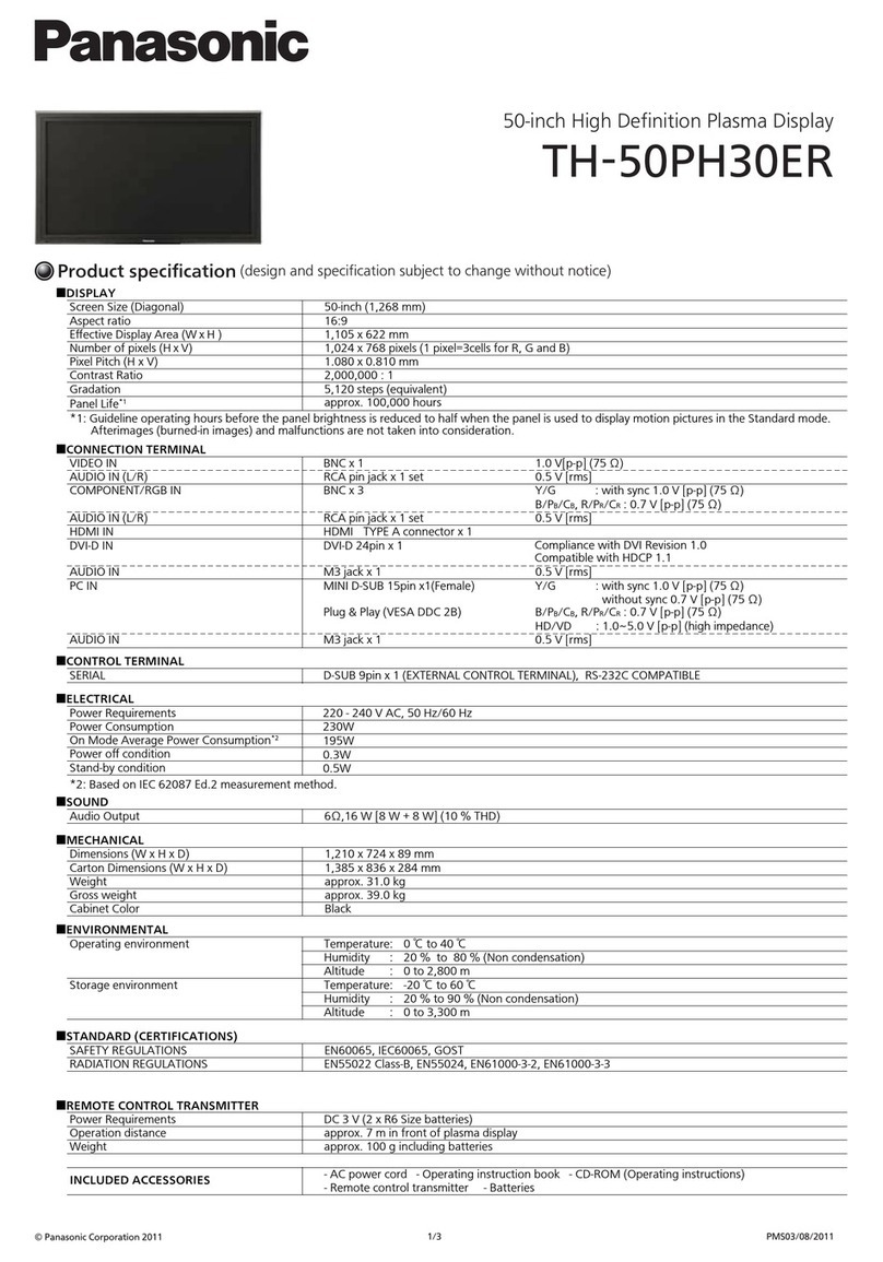Panasonic TH-50PH30ER User manual Panasonic TH-50PH30ER User manual