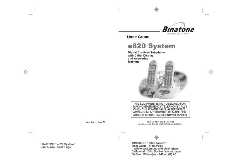 Binatone e820 System user guide