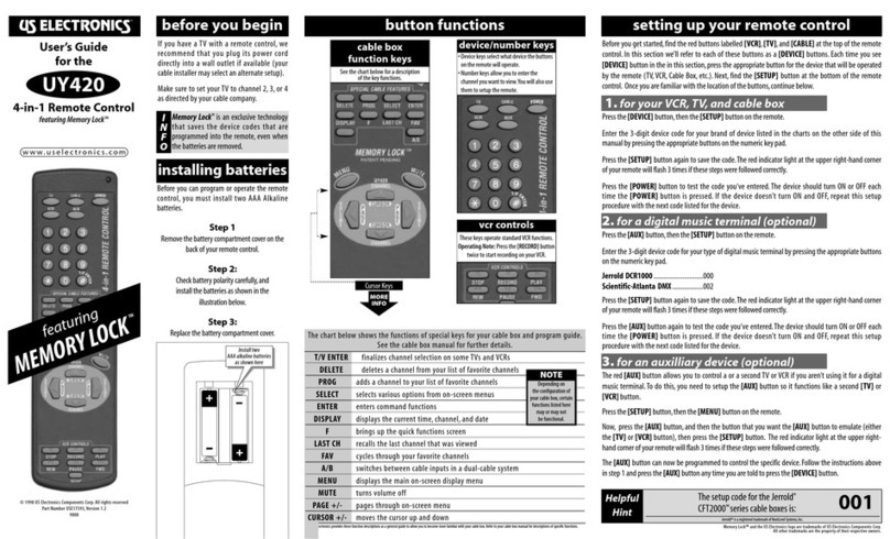 US Electronics UY420 User manual