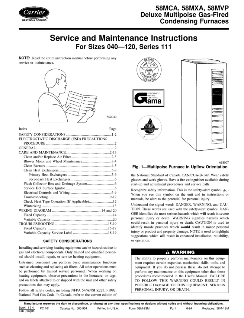 Carrier 58MCA Installation and user guide Carrier 58MCA Installation and user guide