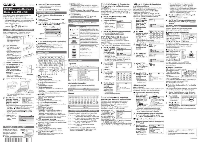Casio XD-C760 User manual Casio XD-C760 User manual