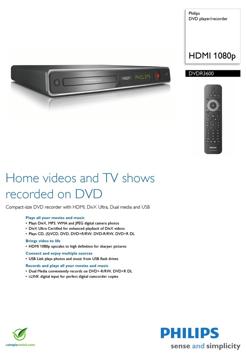 Philips DVDR3600 Specifications