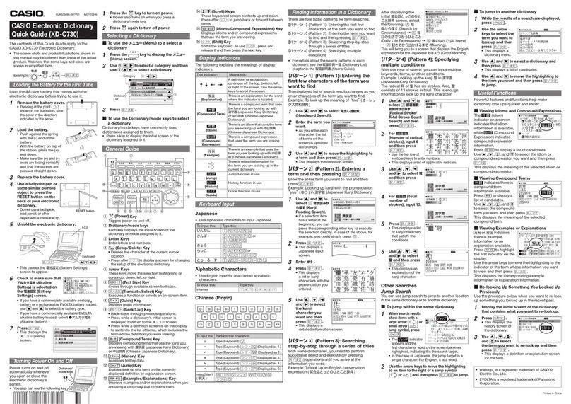 Casio XD-C730 User manual Casio XD-C730 User manual