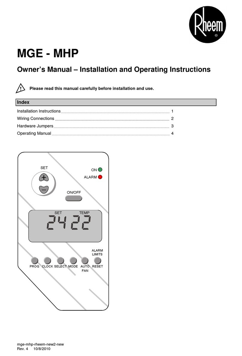 Rheem MGE - MHP User manual